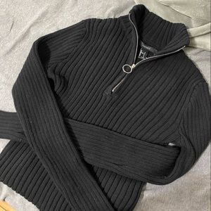 Black Sweater Crop Top